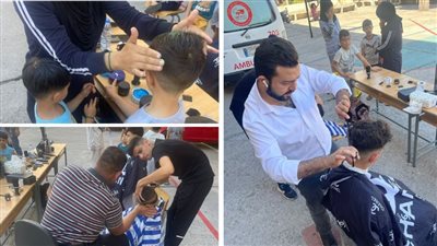 في مبادرة تكافلية قص شعر نحو 130 شخص من الأطفال والرجال النازحين في صيدا