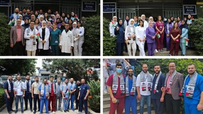 مستشفى الراعي تتضامن مع غزة بوقفة رفعت فيها الأعلام الفلسطينية